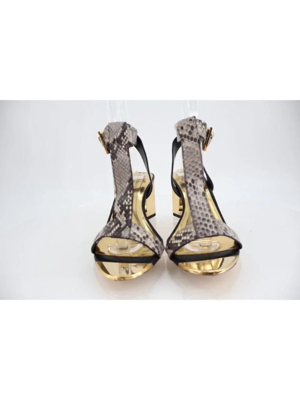 Ted Baker Sandals Women Size 8 38 Triangle Heel Snakes print Leather Slingback